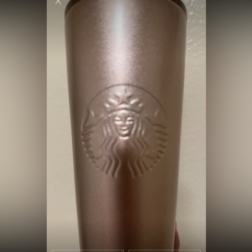 NEW 2018 RARE Starbucks Rose Gold glitter top 24oz Venti stainless Steel tumbler - Picture 6 of 17